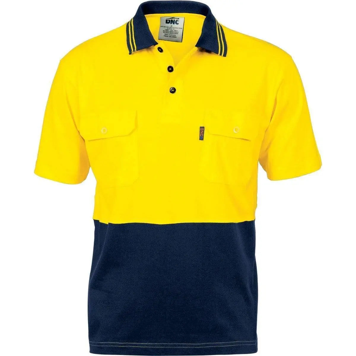 Dnc Workwear Hi-vis Cool-breeze 2-tone Cotton Jersey Short Sleeve Polo Shirt With Twin Chest Pocket - 3943 Metro Workwear.